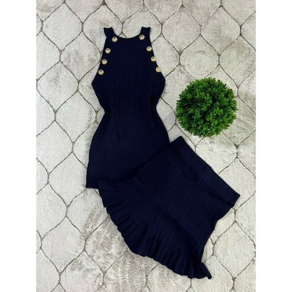 DAIMARAN Paris Women's Matching Set 2 Pieces Tank Top + Ruffle Short Navy Blue S - Picture 7 of 10